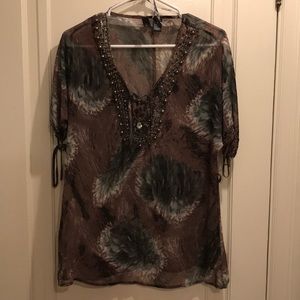 BKE Boutique beaded blouse size small